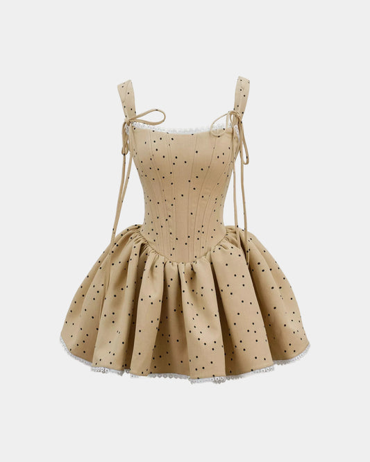 Ceci Calina Dress - Caramel Polka
