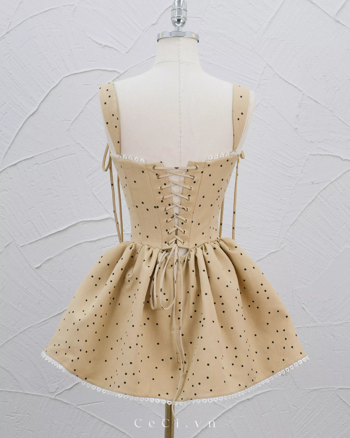 Ceci Calina Dress - Caramel Polka