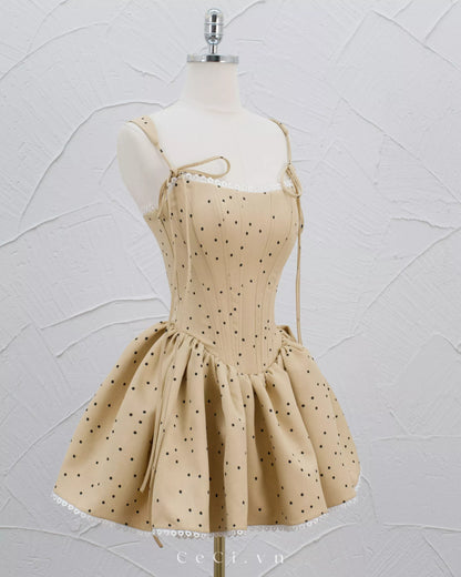 Ceci Calina Dress - Caramel Polka