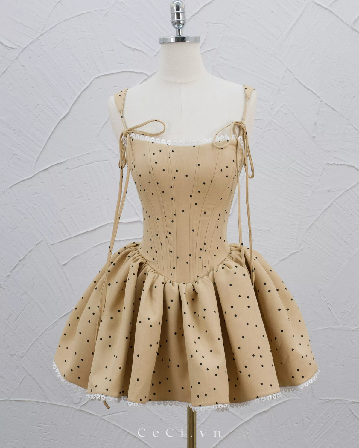 Ceci Calina Dress - Caramel Polka