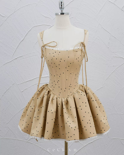 Ceci Calina Dress - Caramel Polka