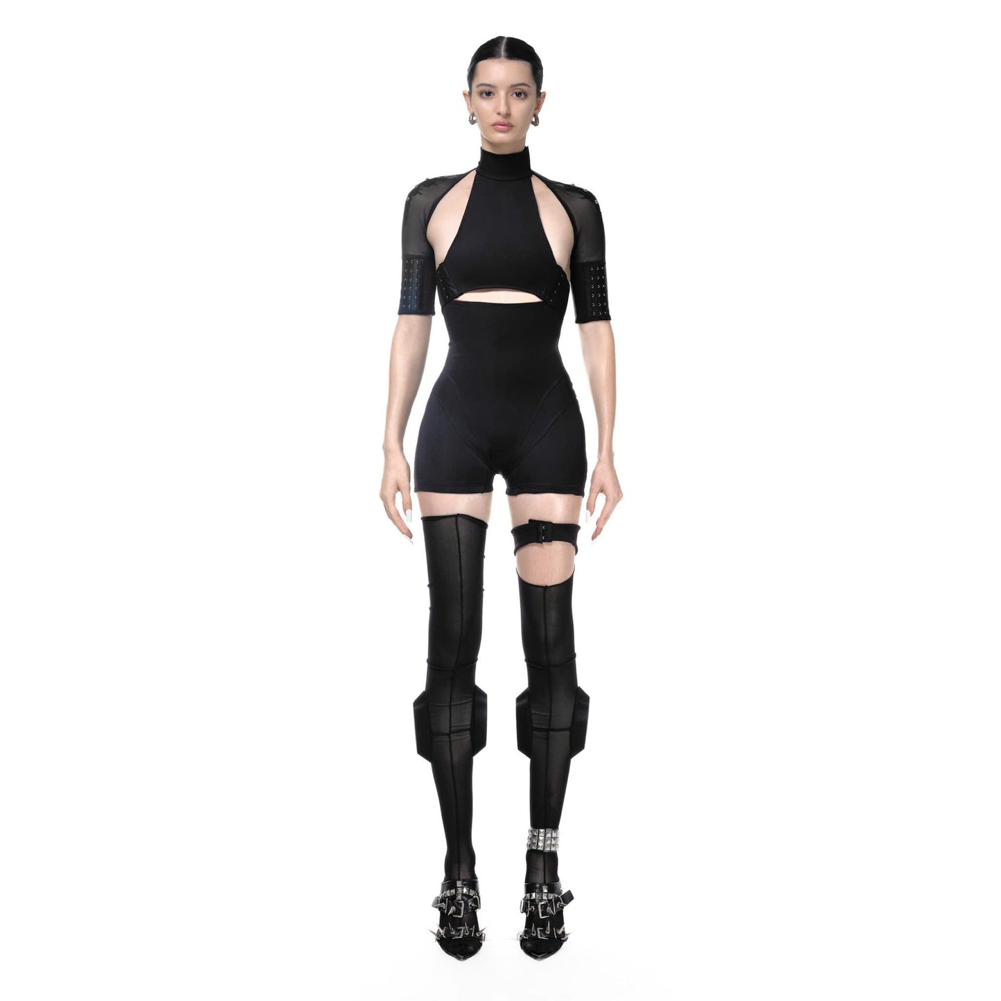 Feng System Cat Tattoo Black Playsuit