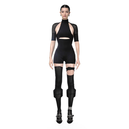 Feng System Cat Tattoo Black Playsuit