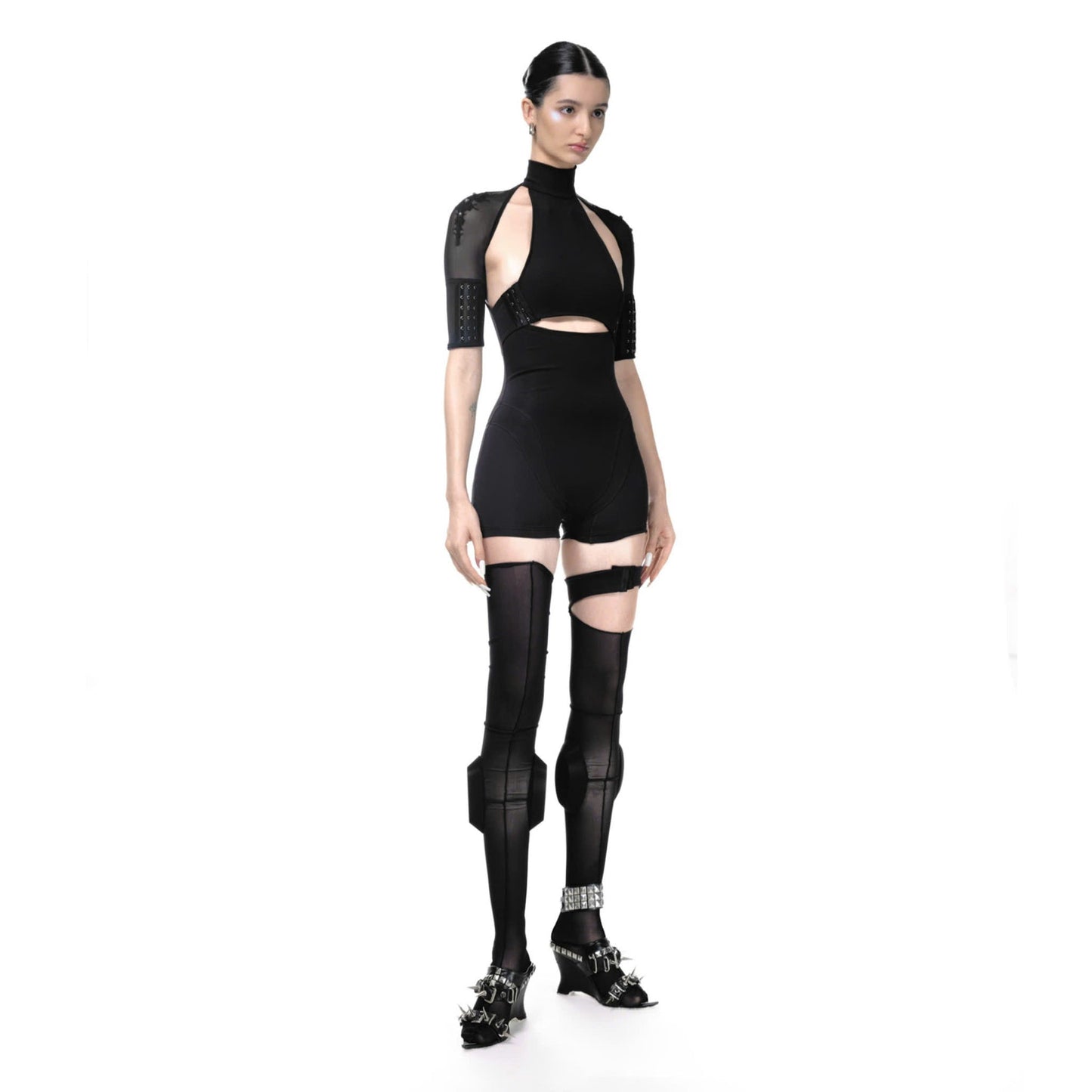 Feng System Cat Tattoo Black Playsuit