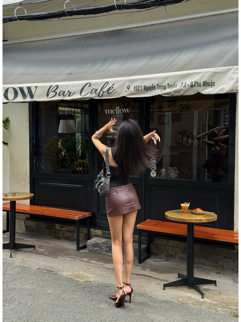 Odode Leather Mini Skirt