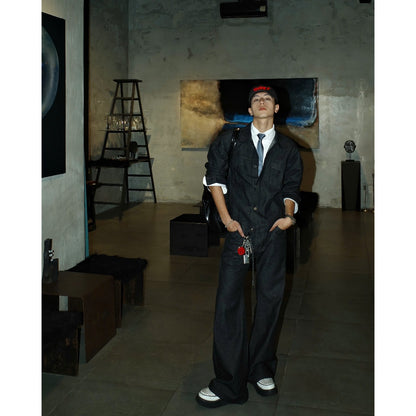 WHOSE Combo Wide Flared Raw Black Jeans