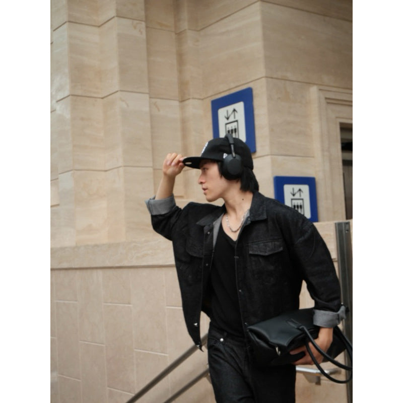 WHOSE Combo Wide Flared Raw Black Jeans