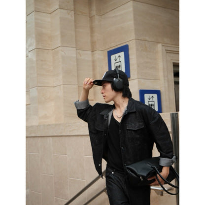 WHOSE Combo Wide Flared Raw Black Jeans