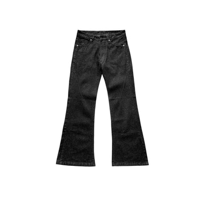 WHOSE Combo Wide Flared Raw Black Jeans