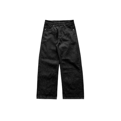 WHOSE Combo Wide Flared Raw Black Jeans