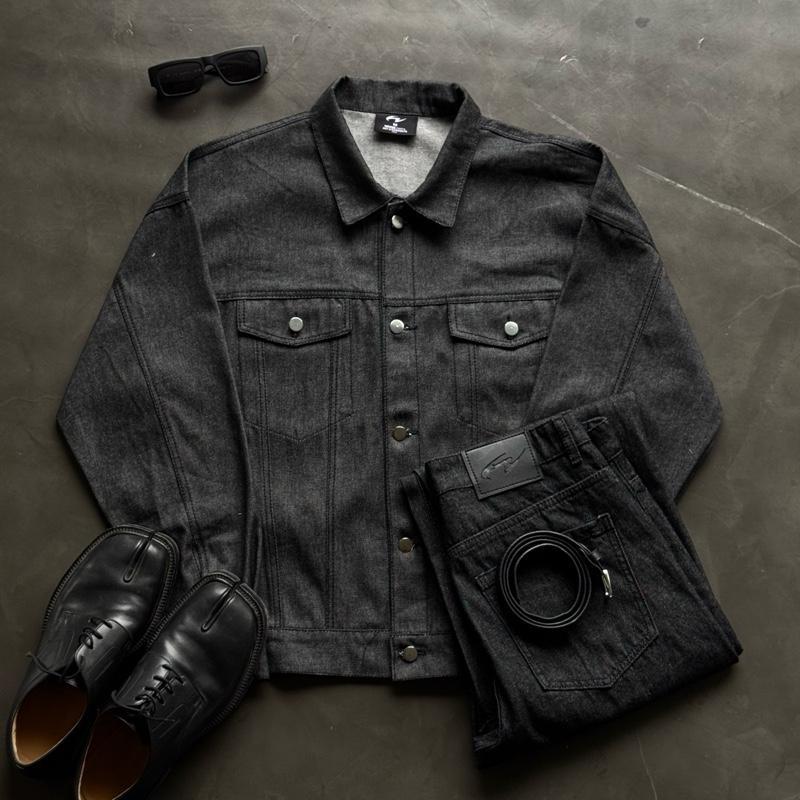 WHOSE Combo Wide Flared Raw Black Jeans
