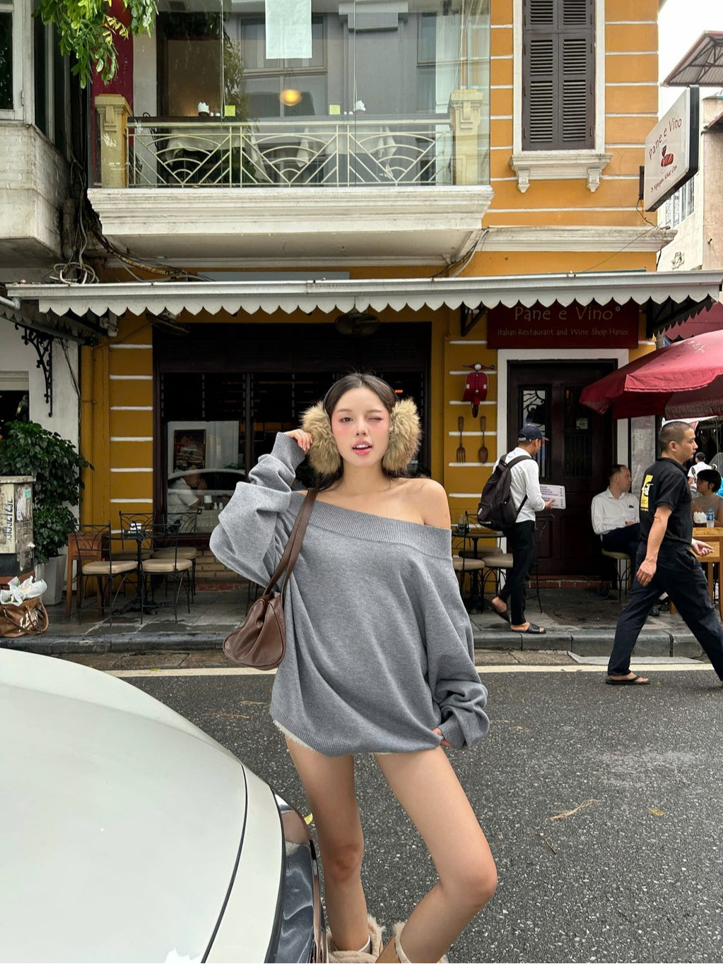 Calem Club Fallen Shoulder Knit Top