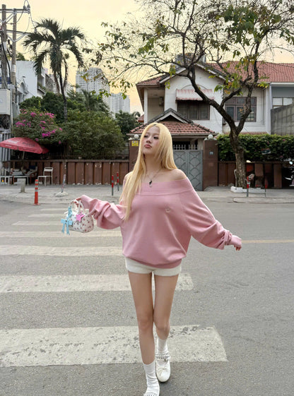 Calem Club Fallen Shoulder Knit Top