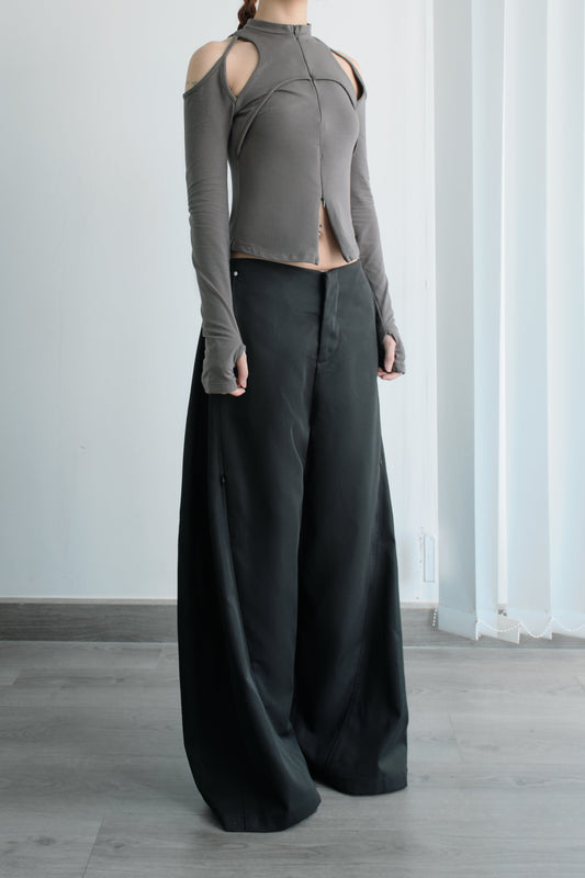 Bunny Hill Caspian Long Sleeve Top (Grey) (Pre-order) - Em Clothing