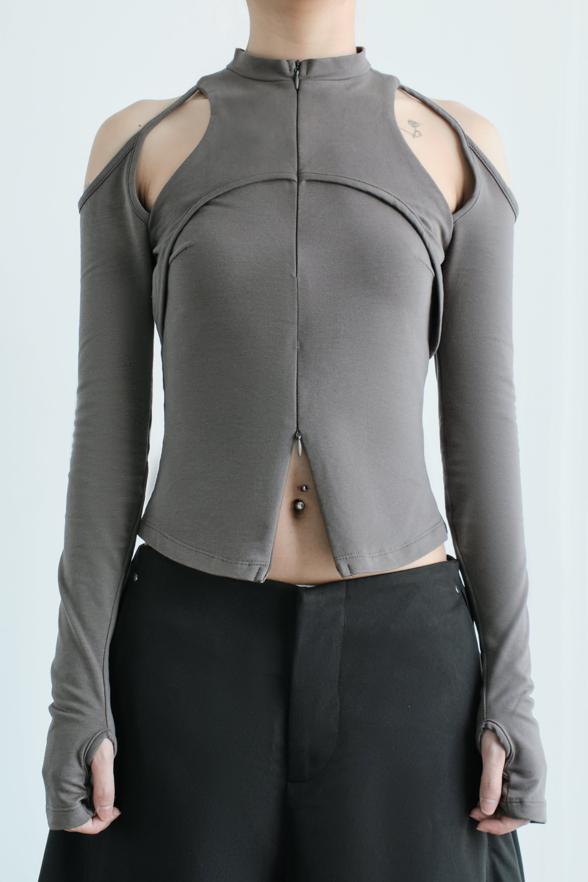 Bunny Hill Caspian Long Sleeve Top (Grey) (Pre-order) - Em Clothing