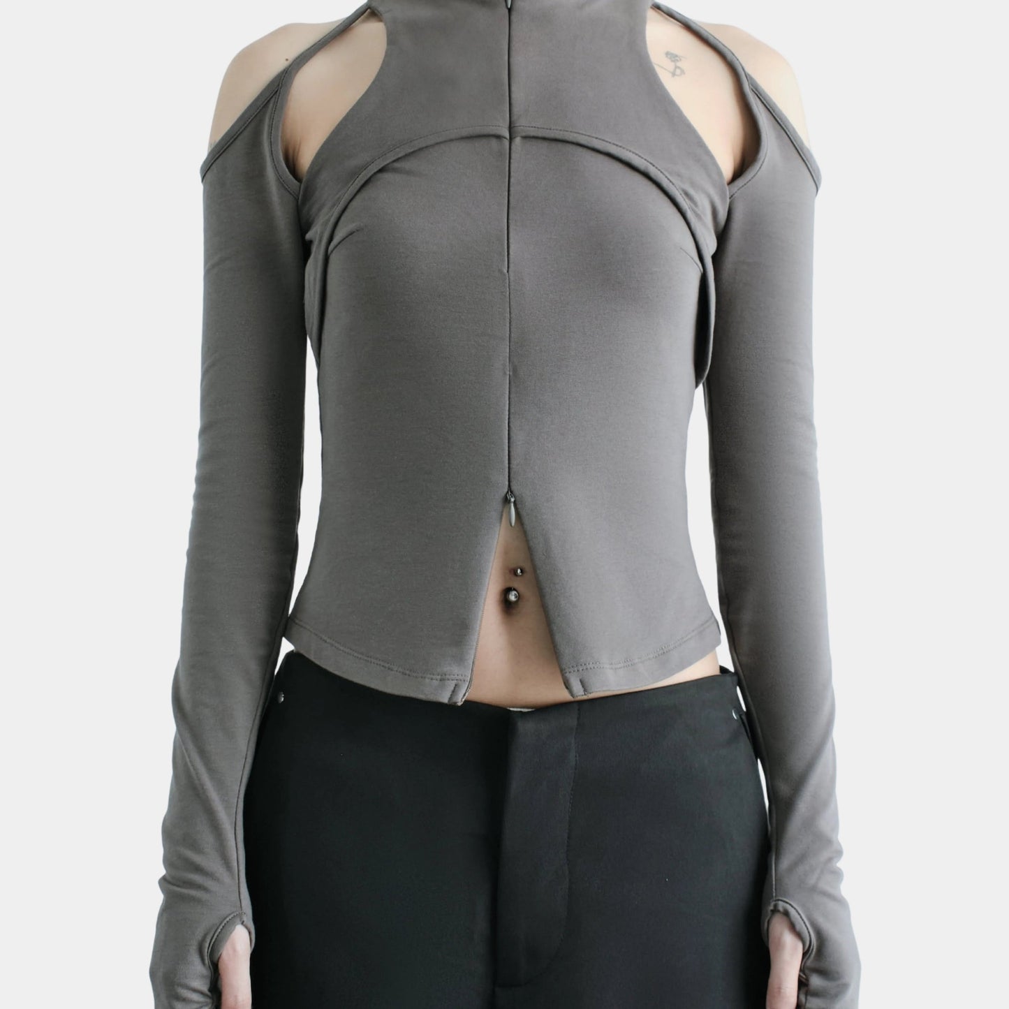 Bunny Hill Caspian Long Sleeve Top (Grey) (Pre-order) - Em Clothing