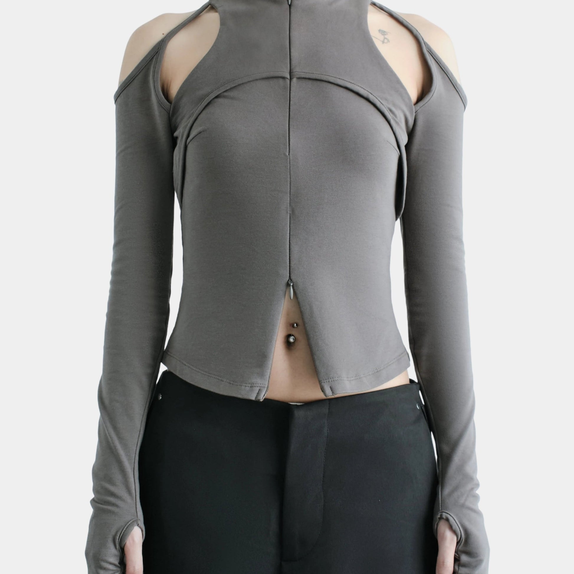 Bunny Hill Caspian Long Sleeve Top (Grey) (Pre-order) - Em Clothing