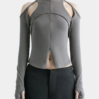 Bunny Hill Caspian Long Sleeve Top (Grey) (Pre-order) - Em Clothing