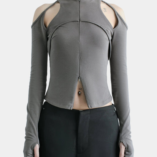 Bunny Hill Caspian Long Sleeve Top (Grey) (Pre-order) - Em Clothing