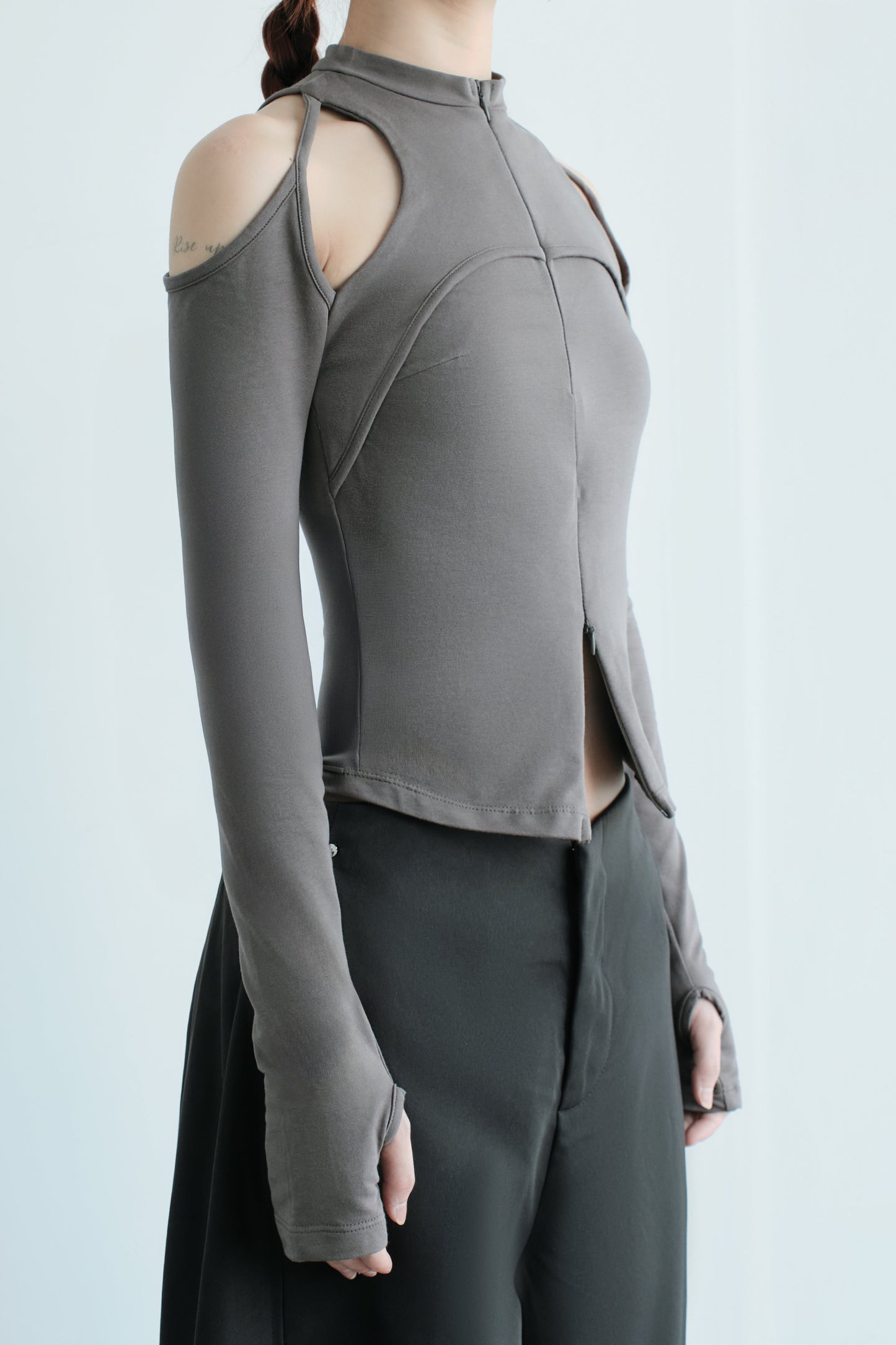 Bunny Hill Caspian Long Sleeve Top (Grey) (Pre-order) - Em Clothing