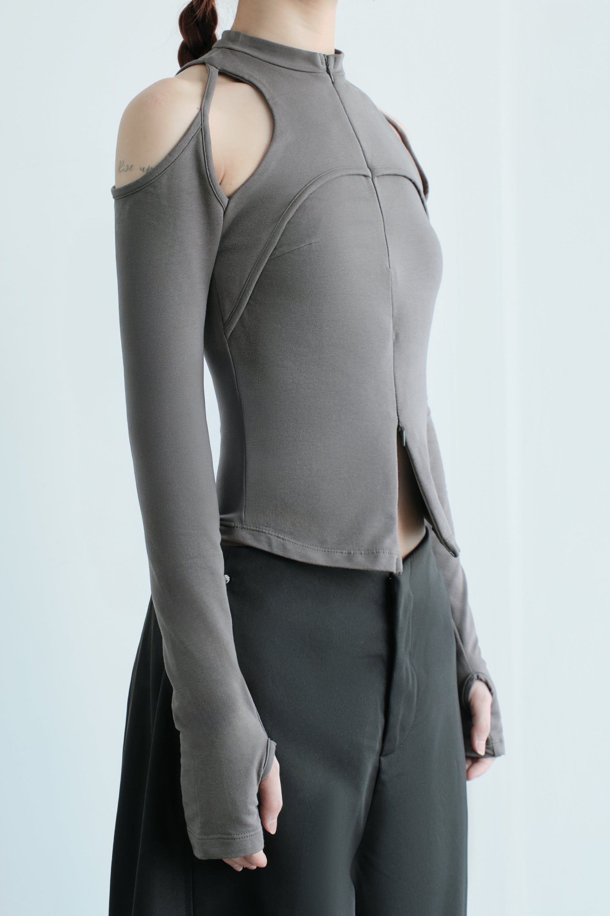 Bunny Hill Caspian Long Sleeve Top (Grey) (Pre-order) - Em Clothing