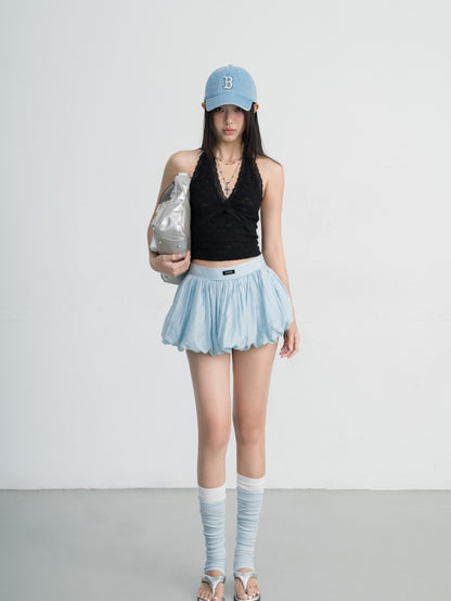 Hoo Design Blue Puffy Tulle Skirt With Inner Shorts