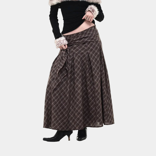 Tus.Atelier Hope Plaid Long Skirt