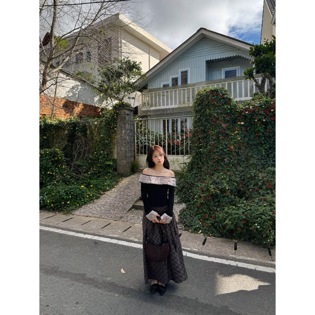 Tus.Atelier Hope Plaid Long Skirt