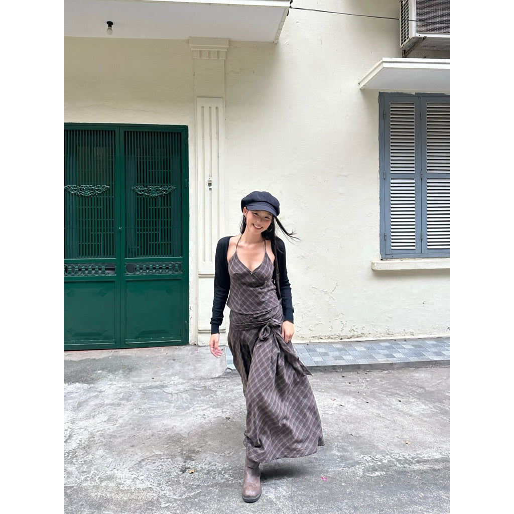Tus.Atelier Hope Plaid Long Skirt