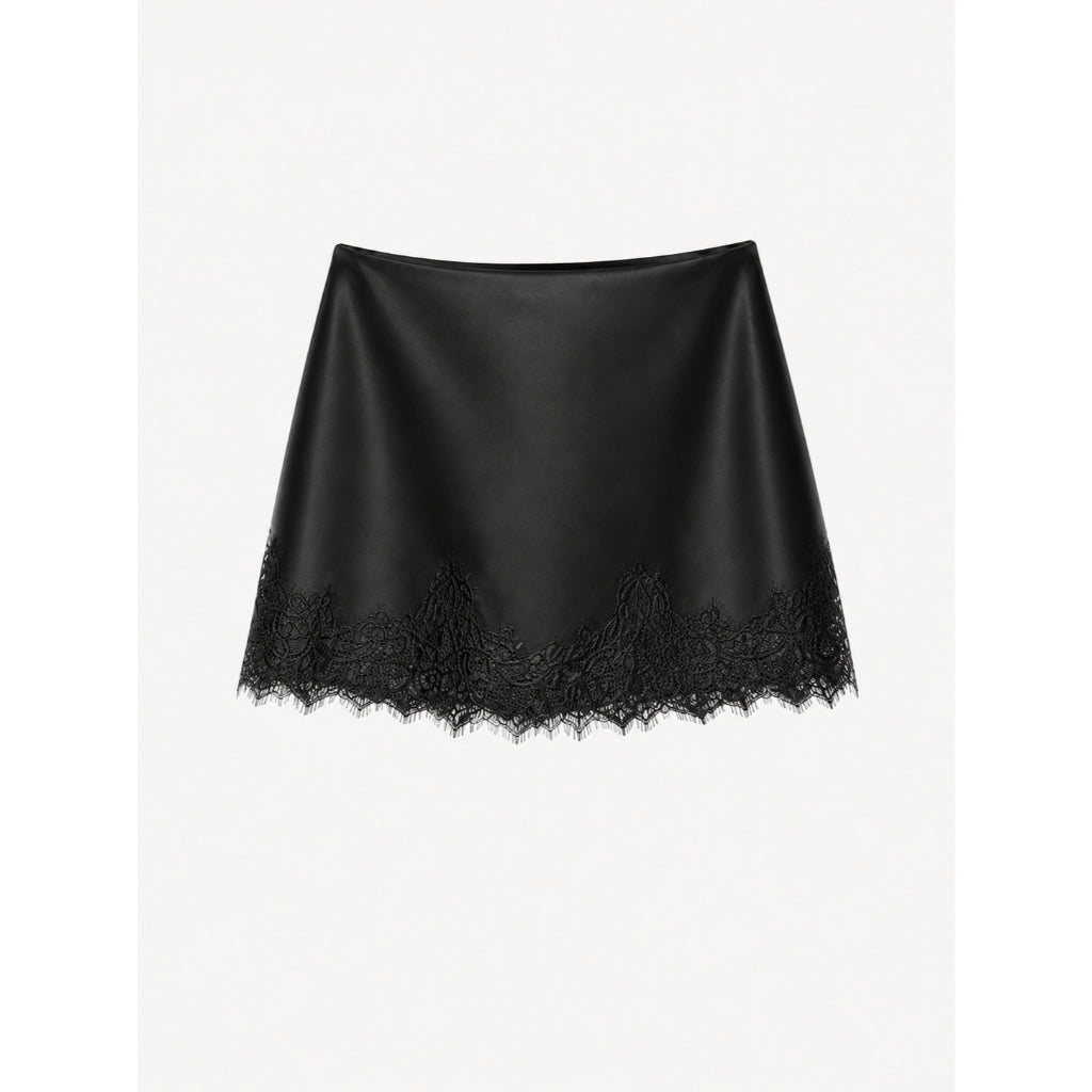 La Boutique Low-Rise Lace Mini Skirt