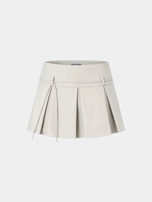 Hoo Design Grey Pleated Mini Skirt With Straps