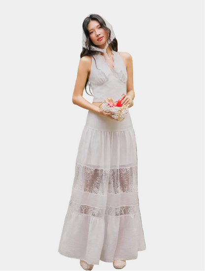 La Boutique Lace Trim Textured Maxi Skirt