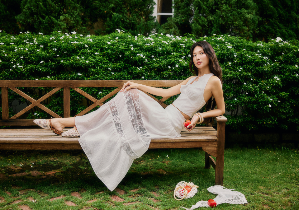 La Boutique Lace Trim Textured Maxi Skirt