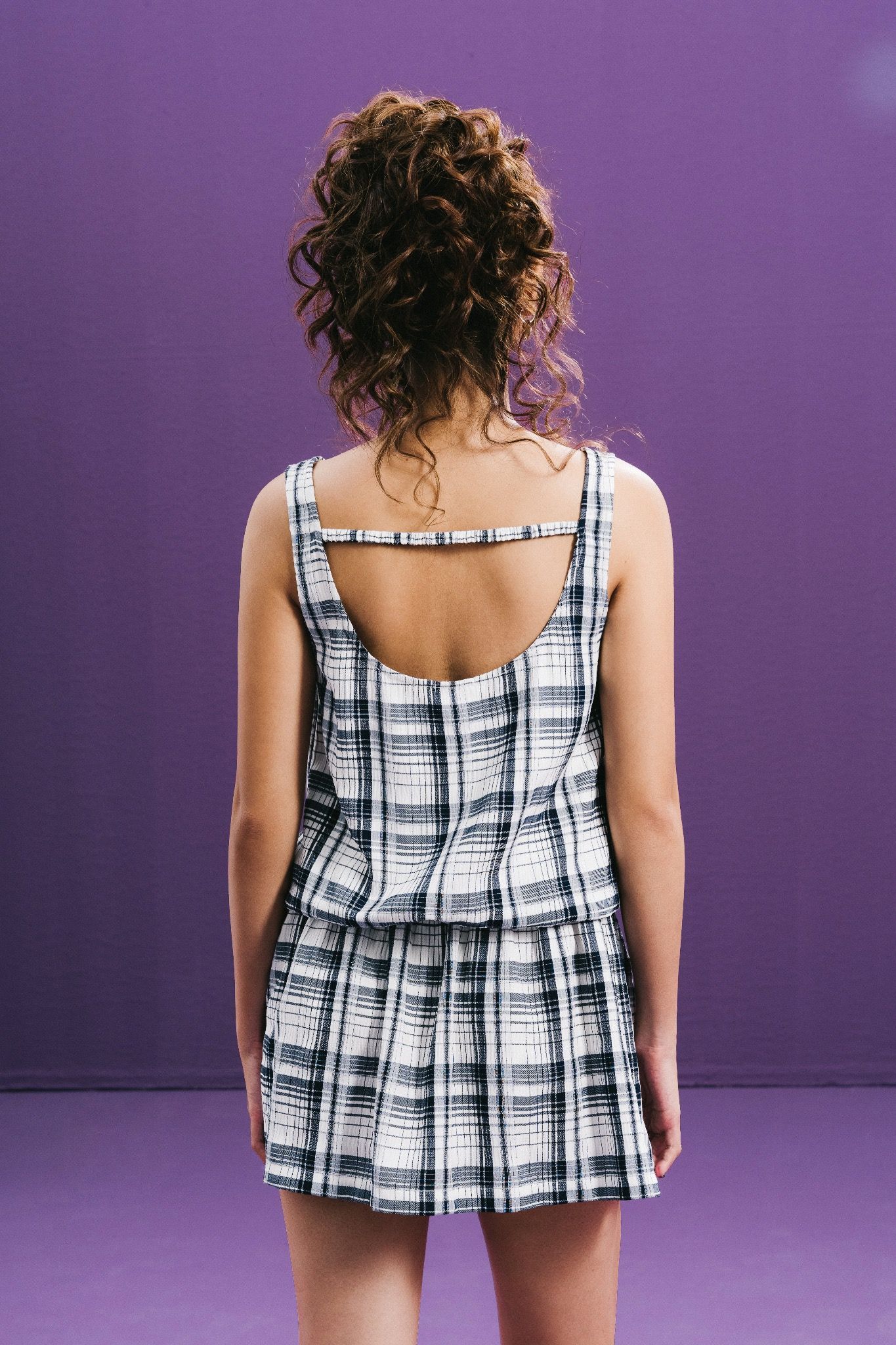 Libe Checked Drop Waist Mini Dress (Pre-order)