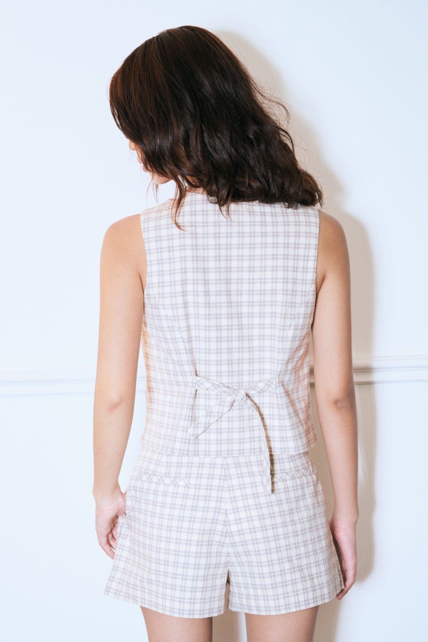 Libe Checked Gilet Top (Pre-order)