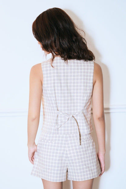 Libe Checked Gilet Top (Pre-order)