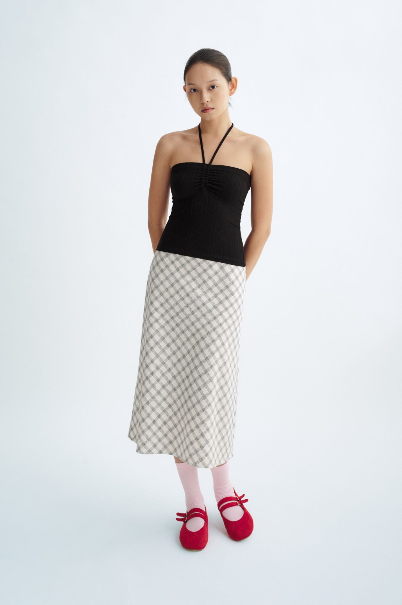 Libe Checked Midi Skirt (Pre-order)