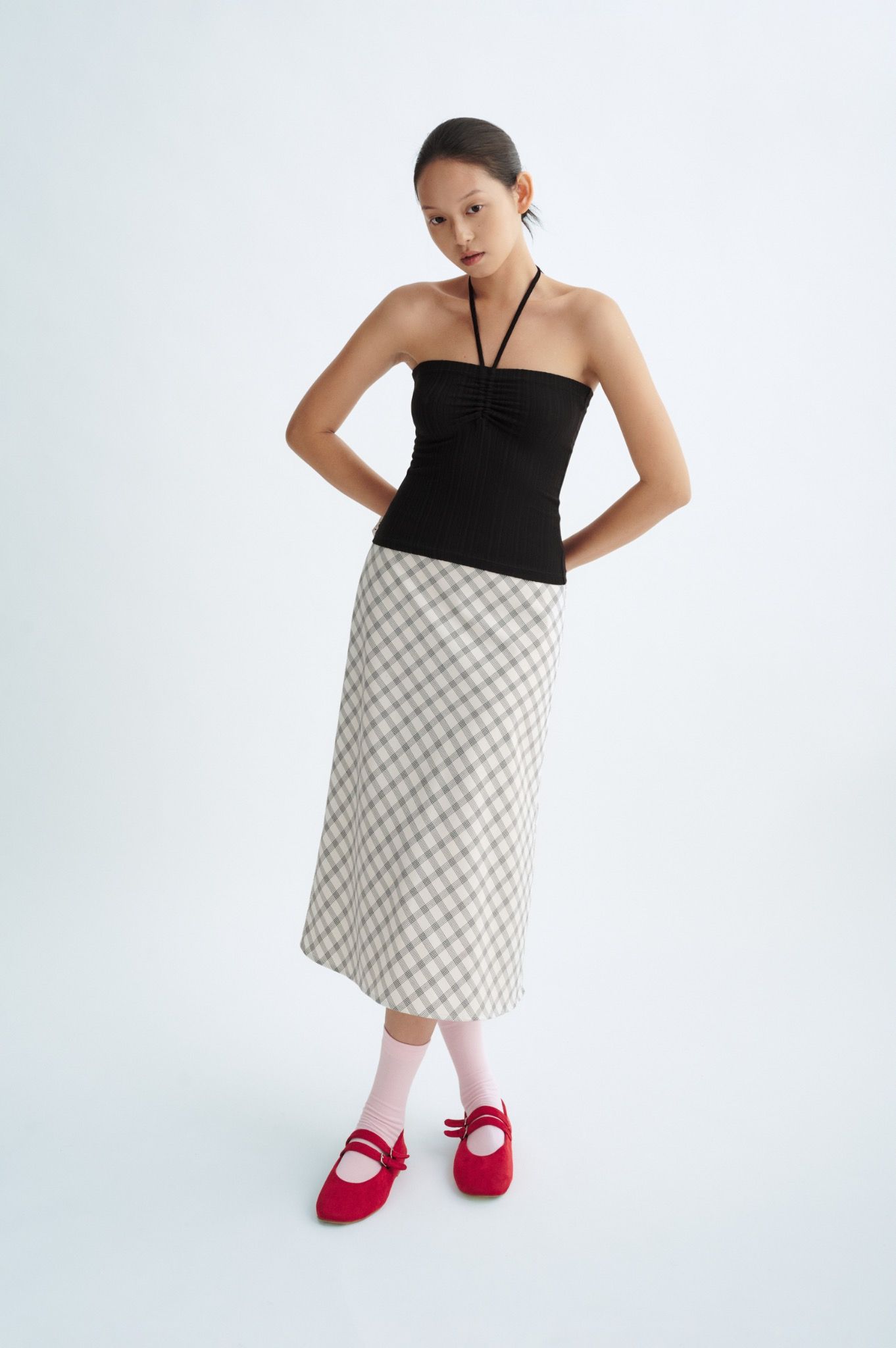 Libe Checked Midi Skirt (Pre-order)