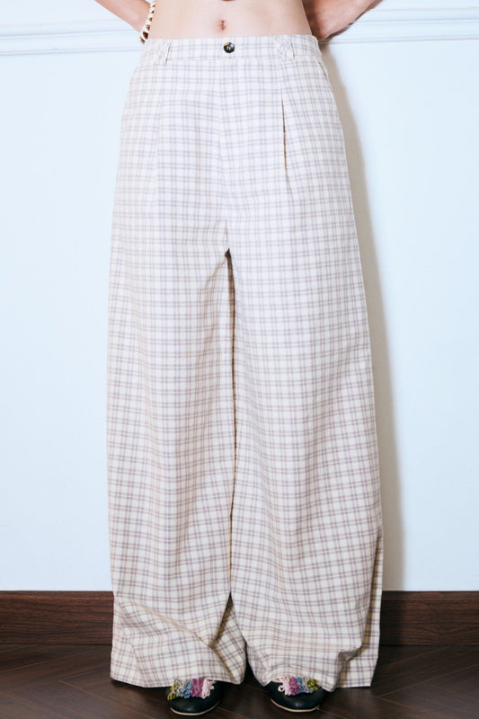 Libe Checked Straight Leg Trousers (Pre-order)