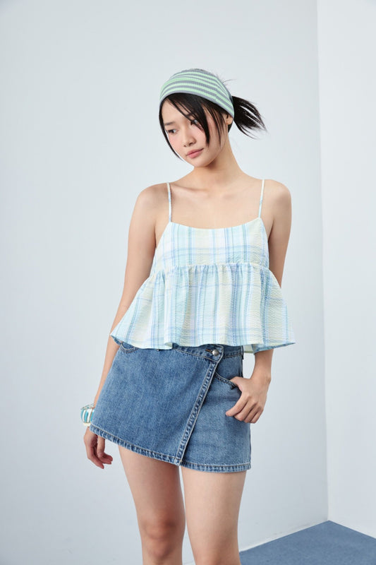 Libe Checked Strappy Top (Pre-order)