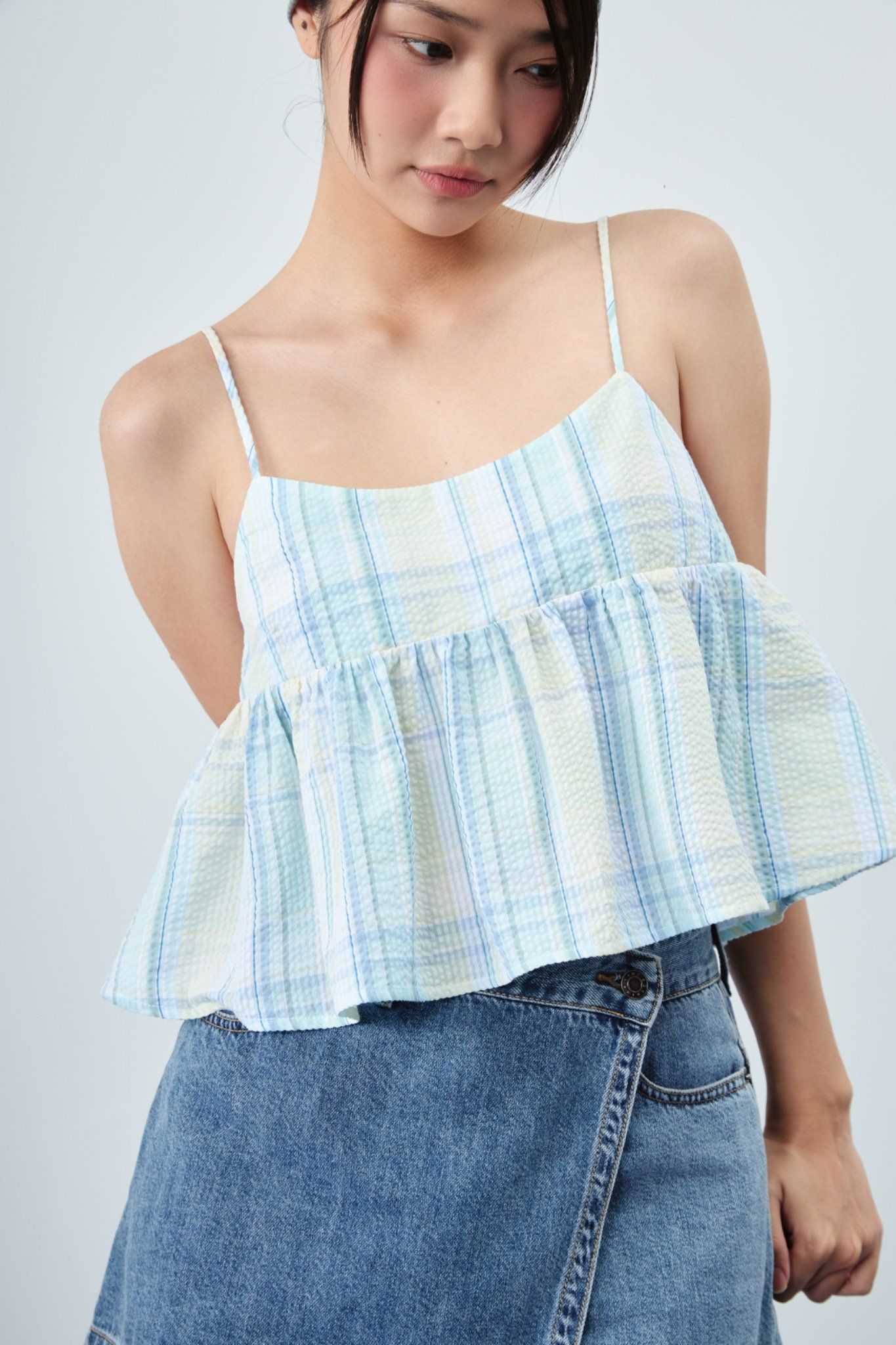 Libe Checked Strappy Top (Pre-order)
