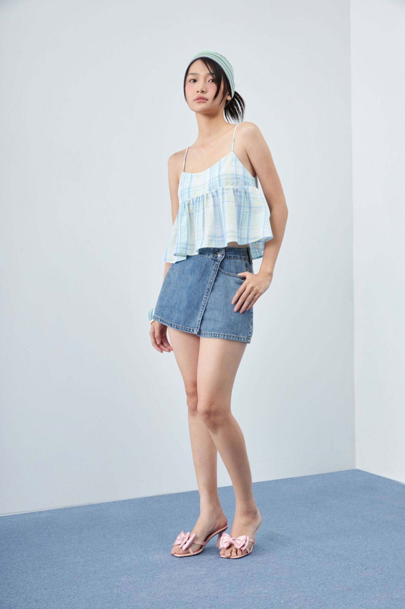 Libe Checked Strappy Top (Pre-order)