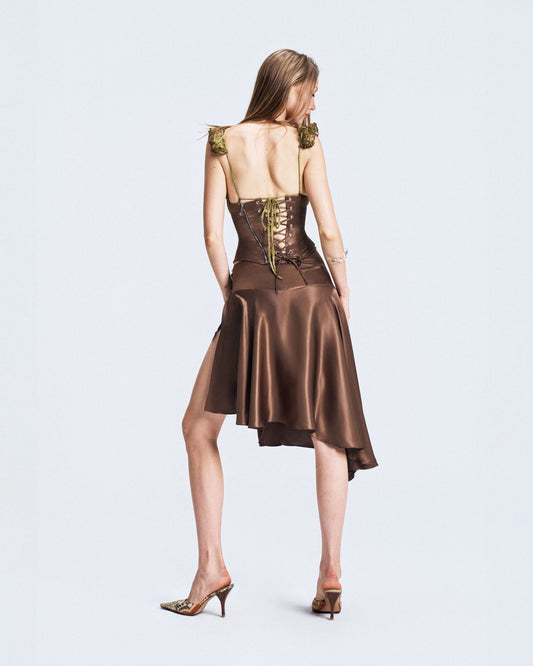Viery Choco Blush Lace Skirt