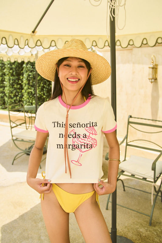 Libe Cream Pink Neckline Printed Baby Tee (Pre-order)