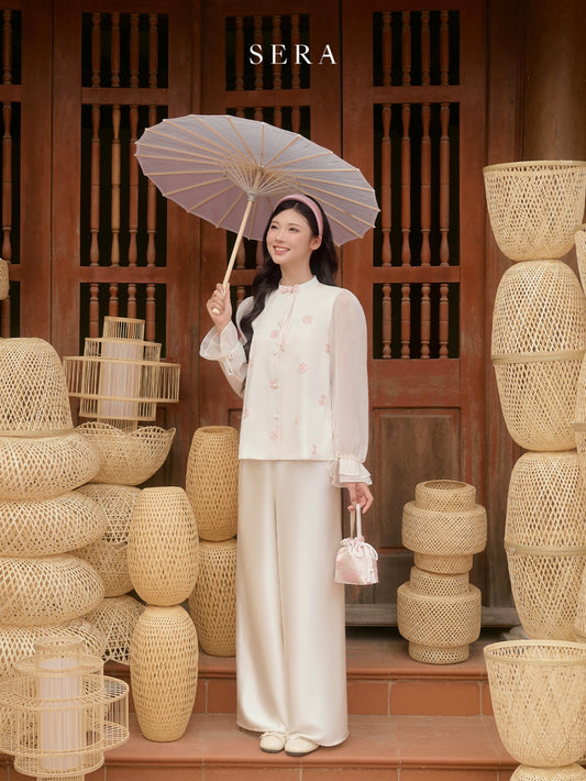 Serabyqh Cream Silk Pants