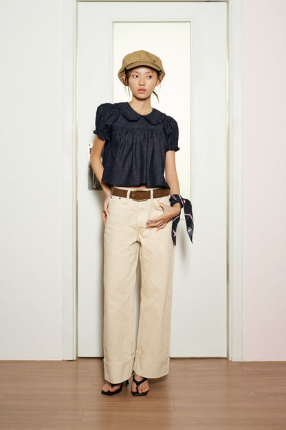 Libe Cream Straight Leg Jeans (Pre-order)