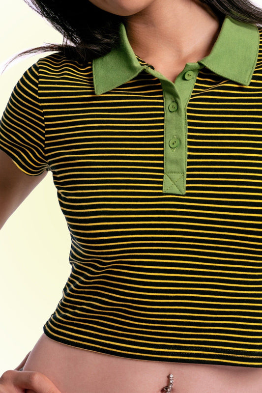 Libe Crop Polo Neck Top (Pre-order)