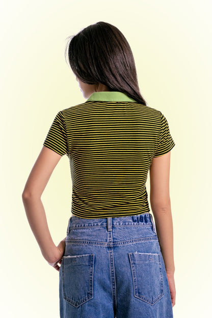 Libe Crop Polo Neck Top (Pre-order)
