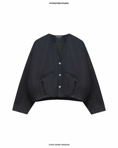 Hypnotism Curve Denim Cardigan