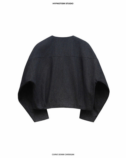 Hypnotism Curve Denim Cardigan